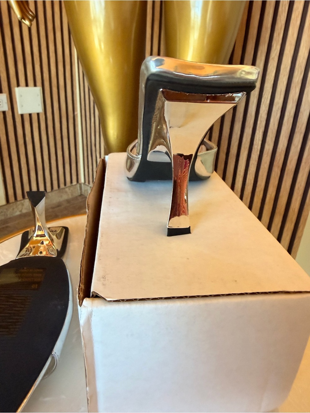 Fashion Nova Gold Pointed-Toe Slip-On Heels - Picture 3 of 5